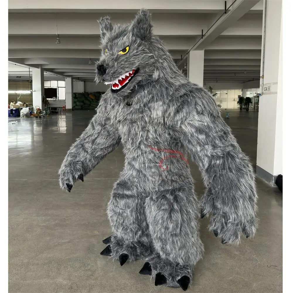 Factory Price Unisex Wild Giant Inflatable Wolf Mascot Costume for