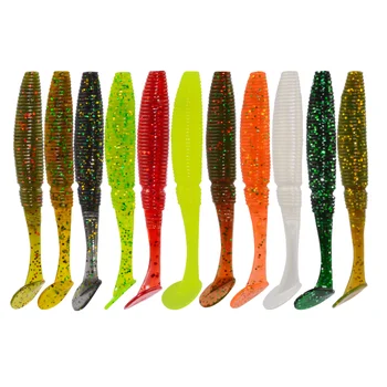 Factory Direct 7.5cm 3G Grooved Screw T-Tail Monster T-Tail Fish Lure Soft PVC Bass Bait Fishing Lure – Soft Lure – view 3