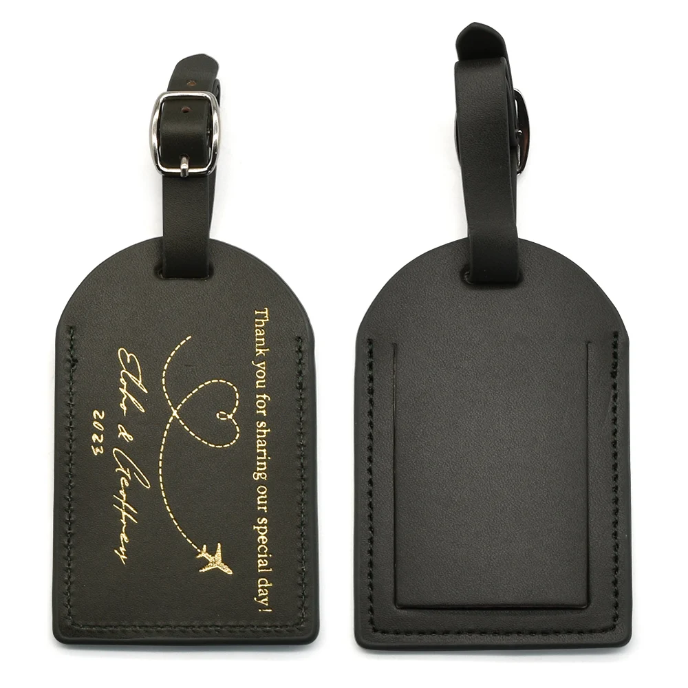 Custom Wedding Logo Travel Airline Suitcase Blank Personalized Name Tags Strap Pu Leather
