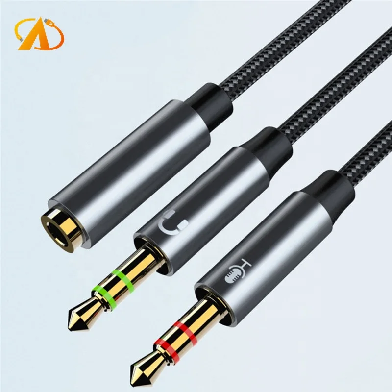 Dual 3.5mm Male Headphone Mic Audio Y 