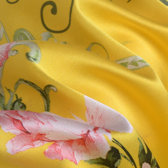 HYSK on sale stock lot OEM Custom floral Printed Digital Screen Prints Soft Clothing Satin Pure mulberry Silk Fabrics