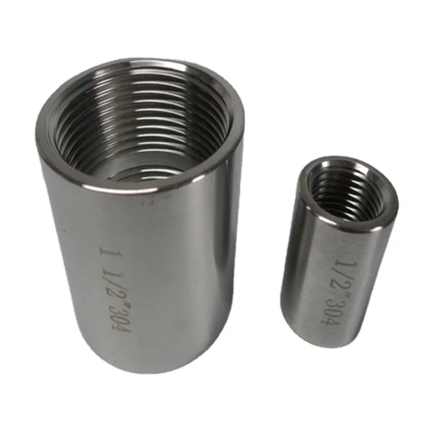 High Pressure 1/8" 1/4" 3/8" 1/2" 3/4" 1" 1-1/2" 2" BSP NPT Female 304 316 Stainless Steel Round Coupler Pipe Fitting Connector