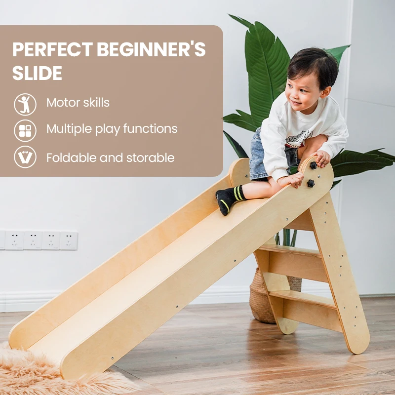 Wooden Indoor Kids Folding Slide Toddler Indoor Wooden Slide for Living Room shops and