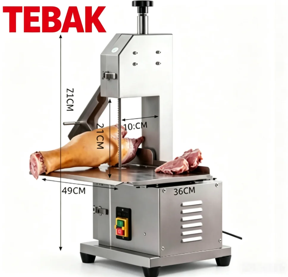 TEBAK  New Stainless Steel Electric Meat and Bone Saw Cutting Machine 220V Restaurant Frozen Meat Cube & Lamb Deboning Processor