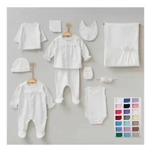 Wholesale Baby Bodysuit Solid Color Newborn Gift Set Embroidery Organic Toddler Baby Girl Gift Set Baby Romper Set