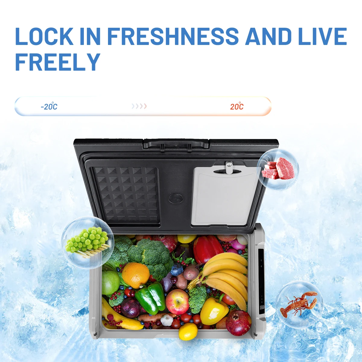 Alpicool TS60 Dual-Zone 12V Car Refrigerator Portable Electric Cooler Box Compressor Freezer Camping Fridge for Outdoor Boat