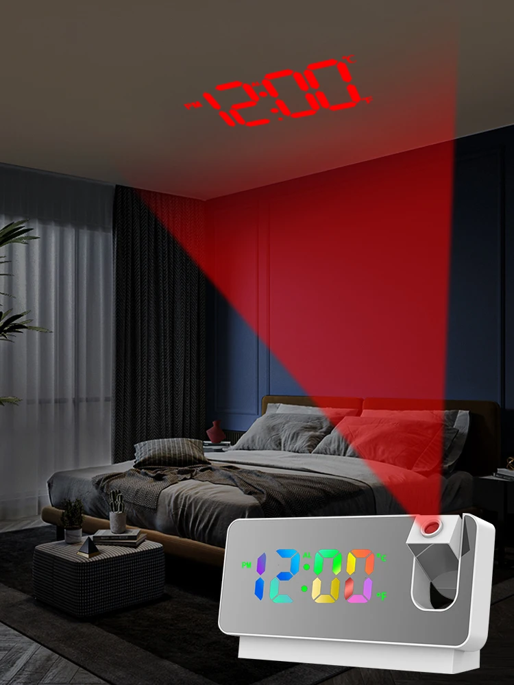 TAKRINK Digitale Wekker met Projectie met USB-poort Klokradio