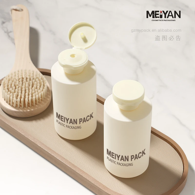MYPACK 225ml 280ml 350ml Rubber Silicone Matte Beige Oil Shampoo and Conditioner Body Wash Squeeze Bottles