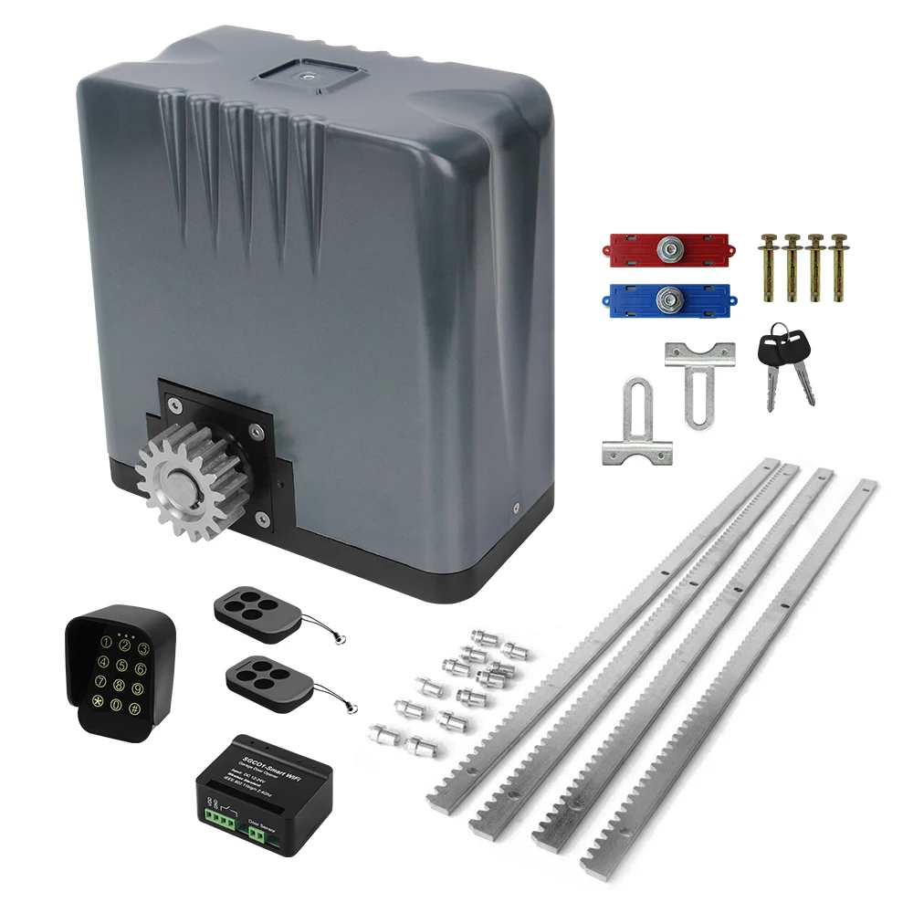 24V Built Battery Gear Rack DC Sliding Solar Gate Motor Opener