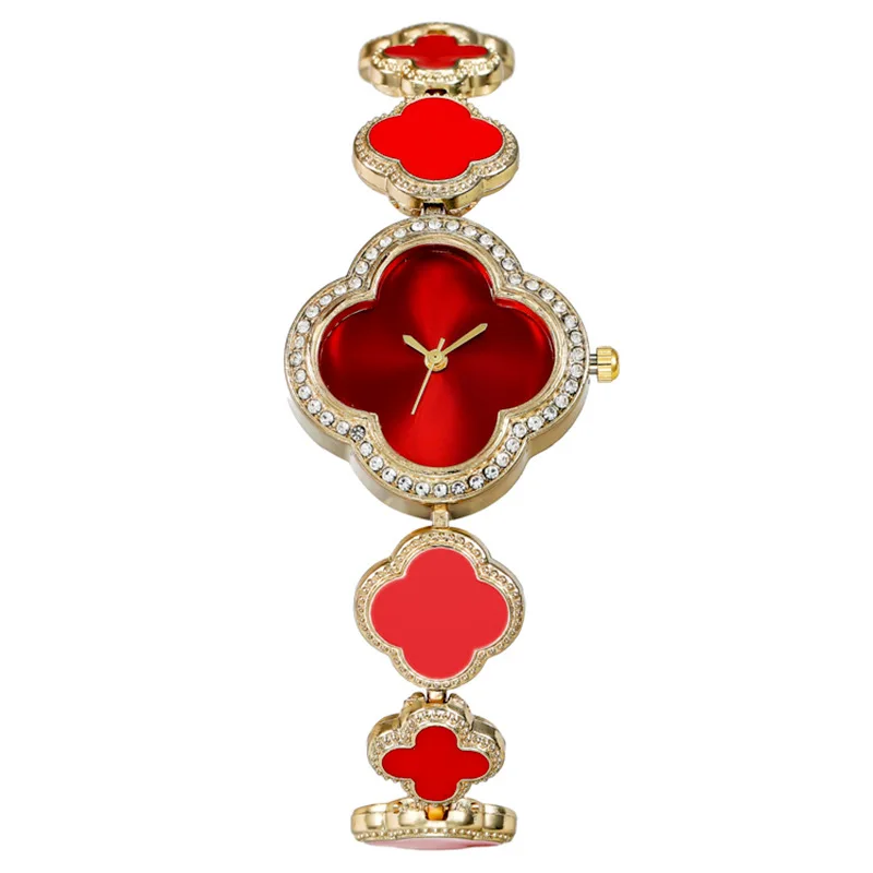 Elegant Design Charm Style Four Leaf Clover with Petals Quartz Movement Watch for Women aperçu 12