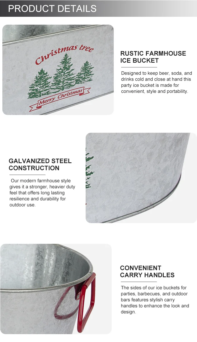 Stainless Steel Galvanized Metal Ice Buckets Customized High Capacity Color Logo Cooler Beverage