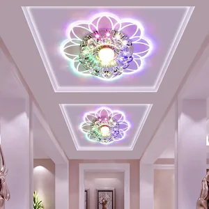 Small Ceiling Crystal Lamp Balcony 5W Flower Shape Rgb Colorful Ceiling Lights for Corridor Aisle Balcony