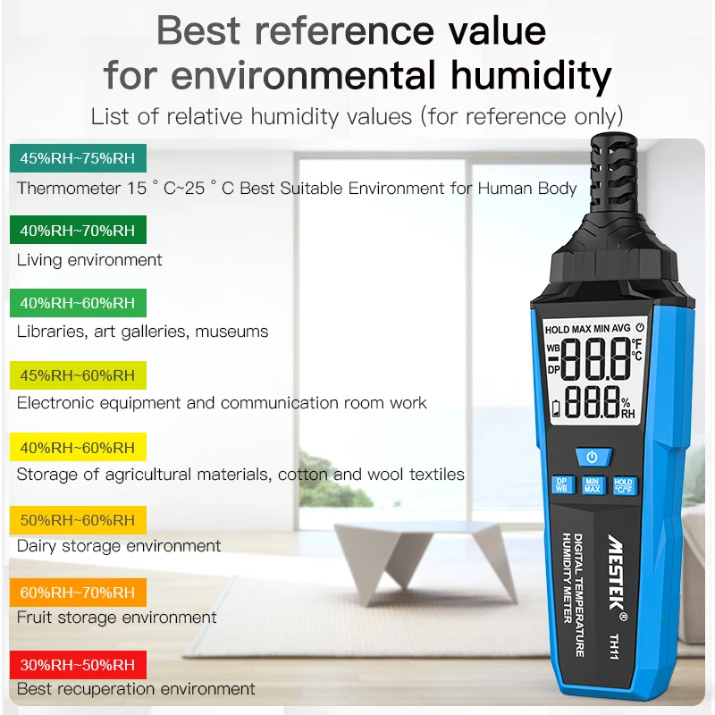 TH11 Digital Temperature and Humidity Meter  Multifunctional  Temperature Meter LCD Fruit Wheat Crops Humidity Tester