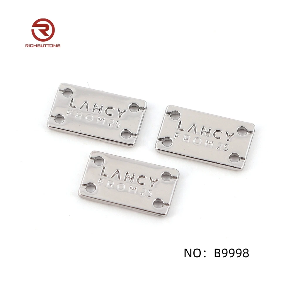 Wholesale Clothing Custom Alloy Tag Letters Design Accessories Purse Metal Label for Hijab