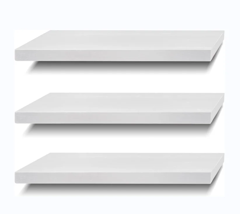 2024 Custom 3 Pieces Set White Solid Wood Wall Storage Shelves Floating Shelves Wall Shelf for Bathroom Bedroom Kitchen