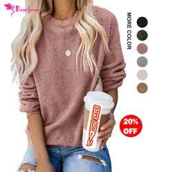 High Quality O-Neck Terry Thread Cashmere Pullover Tops Long Sleeve Sweatshirt Women
