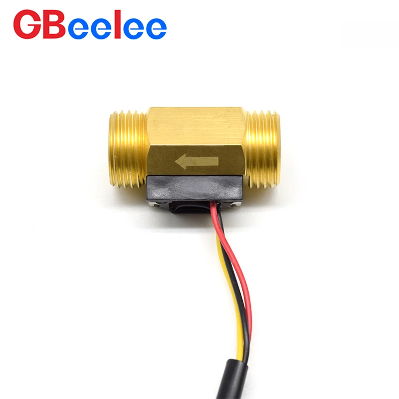Hall Effect Liquid Water Flow Sensor 1/2" Brass Copper Hall Effect Water Flow Meter 44 mm Rotor Turbine Water Liquid Flow Sensor
