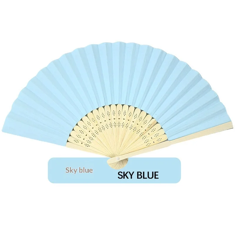 Colorful DIY Paper Fan Bamboo Ribs Blank Fan Chinese Style Handmade Folding Fan Student Painting Fan Custom logo Cross-border preview 6