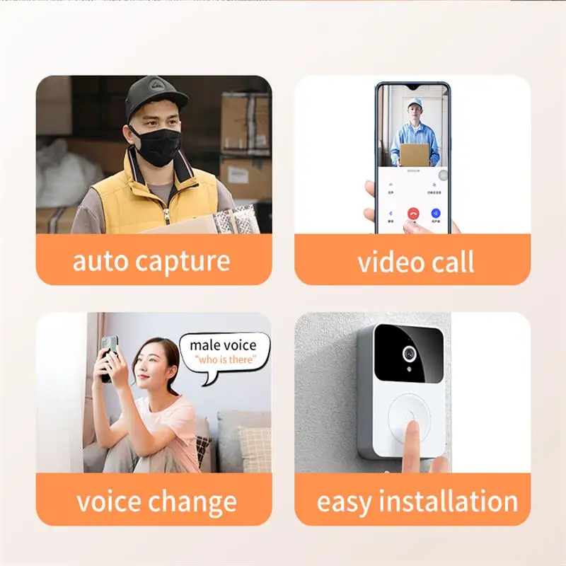 High Quality Smart Wifi Home Security Video Doorbell Two Way Audio Remote Ring Camera Doorbell