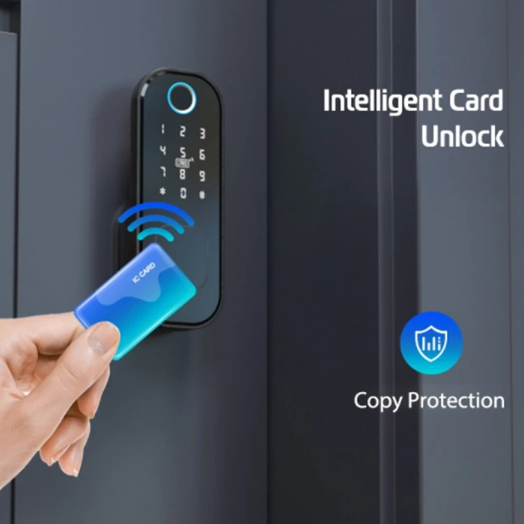 Smart Password Fingerprint Key Night Latch Gate Outdoor Waterproof Digital Garden Electric Rim Lock