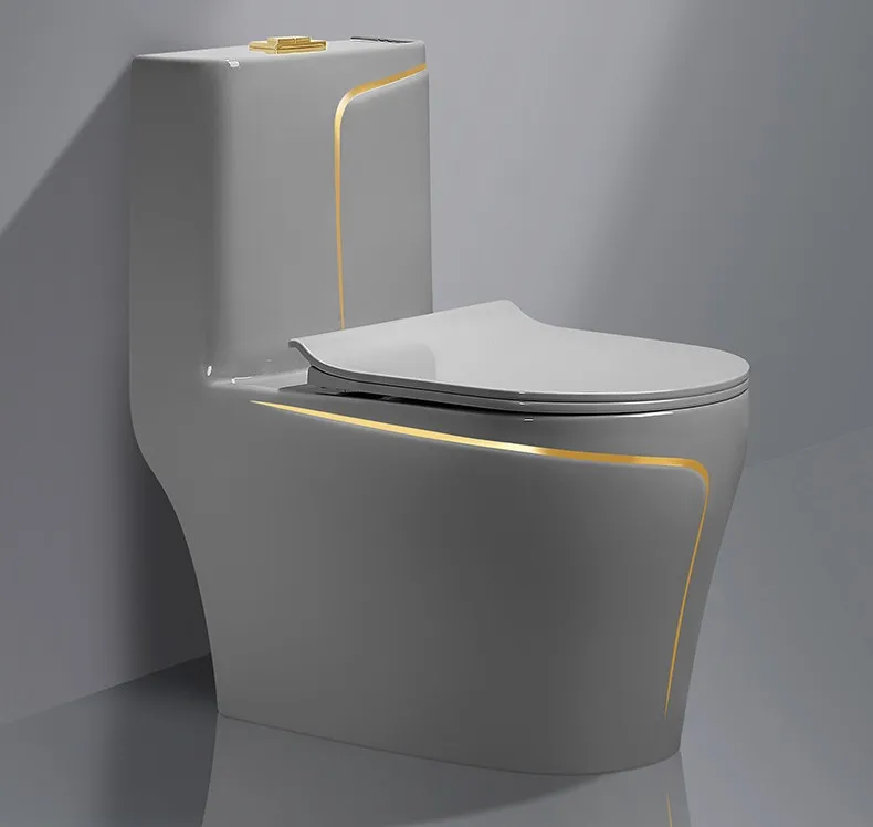 Arabic Luxury Sanitary ware Bathroom Water Closet Wc Gold Grey Water Closet One Piece Toilet Bowl factory