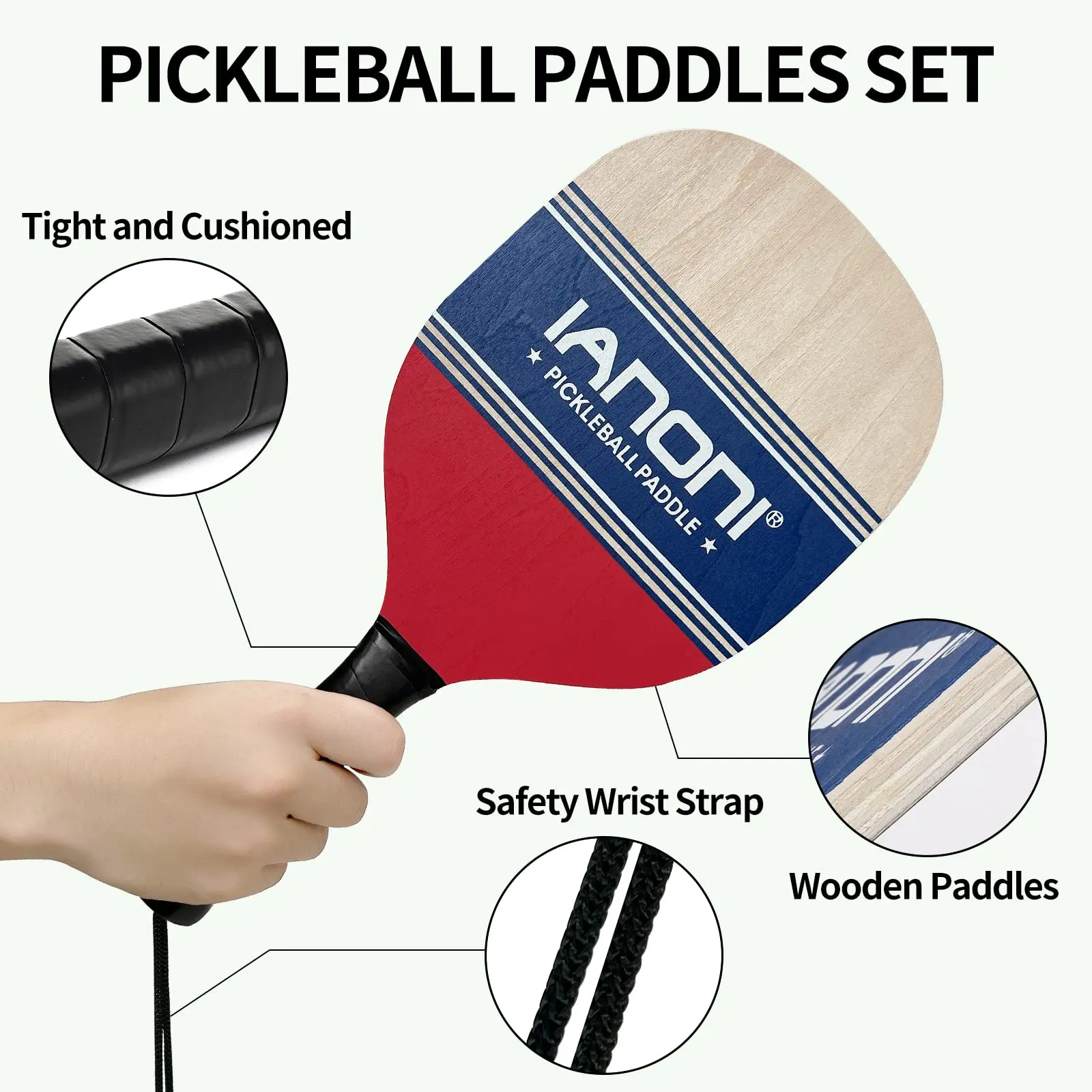 Pickle Ball Portable Pickleball Paddle Set of 2 or 4 Folding Pickleball Net