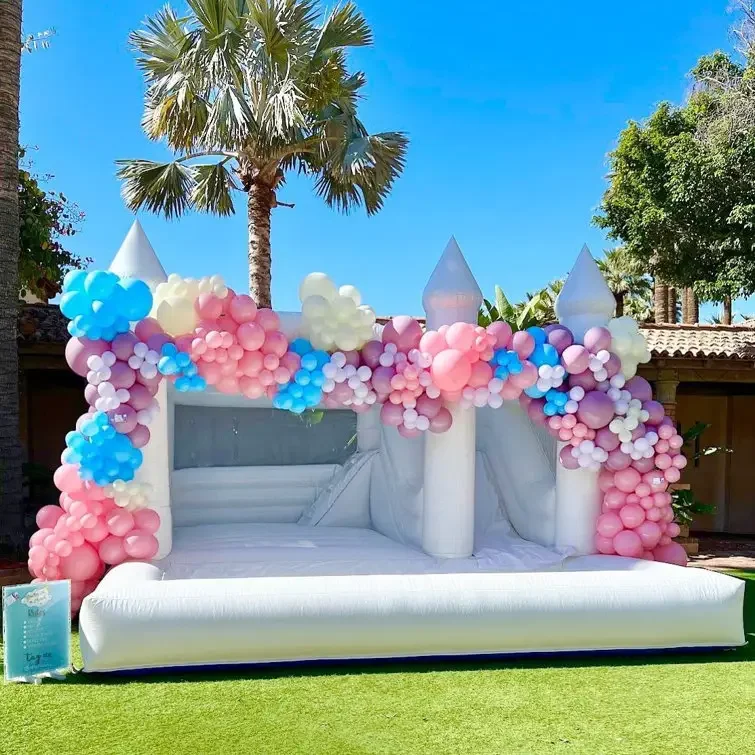 Commercial PVC Ball Pool and Blower White Blow up Jumper Castle Inflatable Bounce House Water Slide