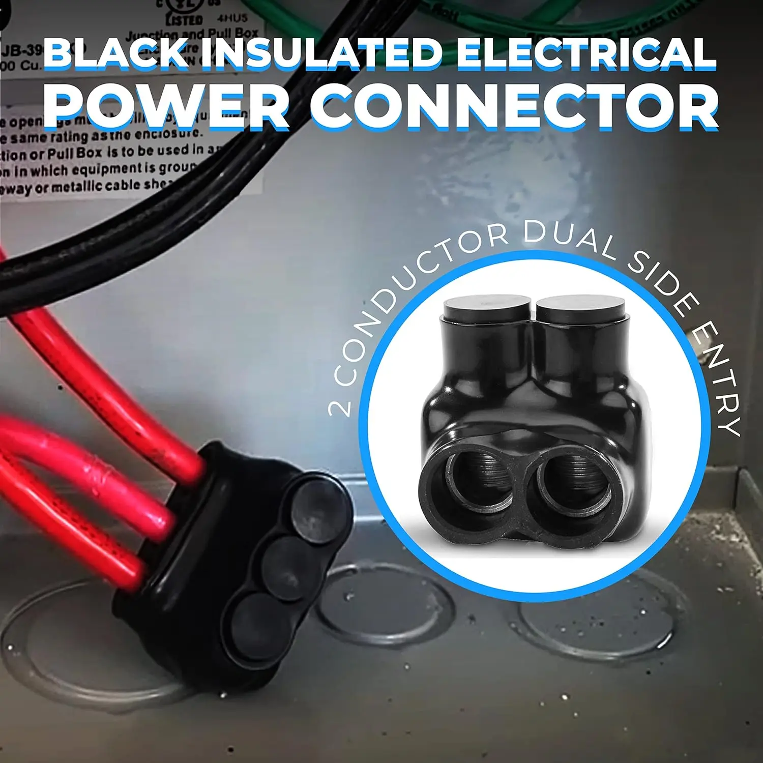 10 Pcs Black Insulated Wire Connectors - Dual Sided Entry Cable Splice For 2-14 AWG Wires