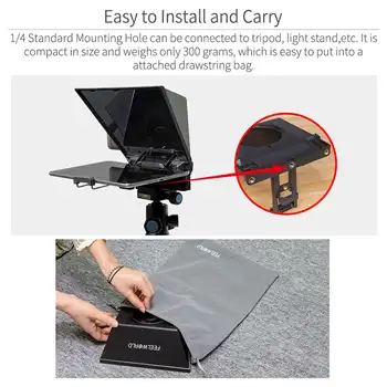 FEELWORLD TP2 Remote Control & Lens Adapter Rings Smartphone/Tablet/DSLR Camera Portable Teleprompter detail image