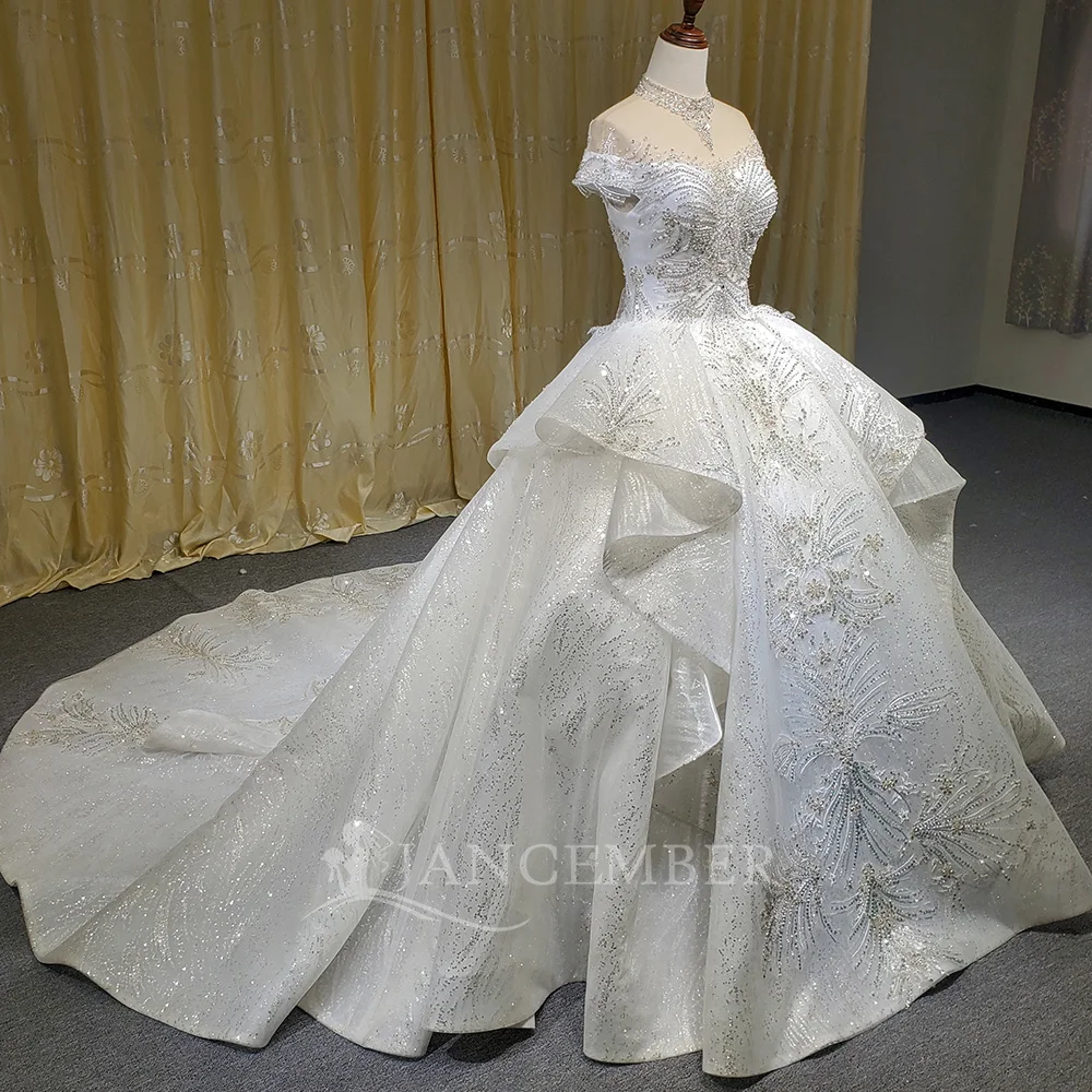 Fancy Glitter Sequins Bridal Dress Beading Luxury Wedding Gown Sweetheart  Wedding Dresses Lsch22