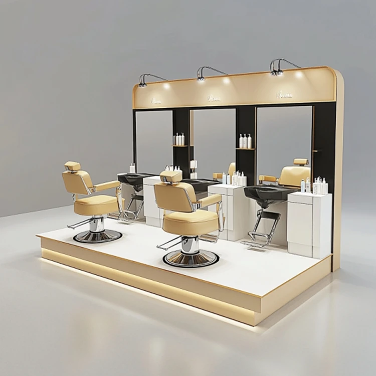 M2 Display Led Modern Gold Mirror Hair Salon Shop Display Cabinet for Mall Kiosk Store Design Hair Salon Decoration Furniture