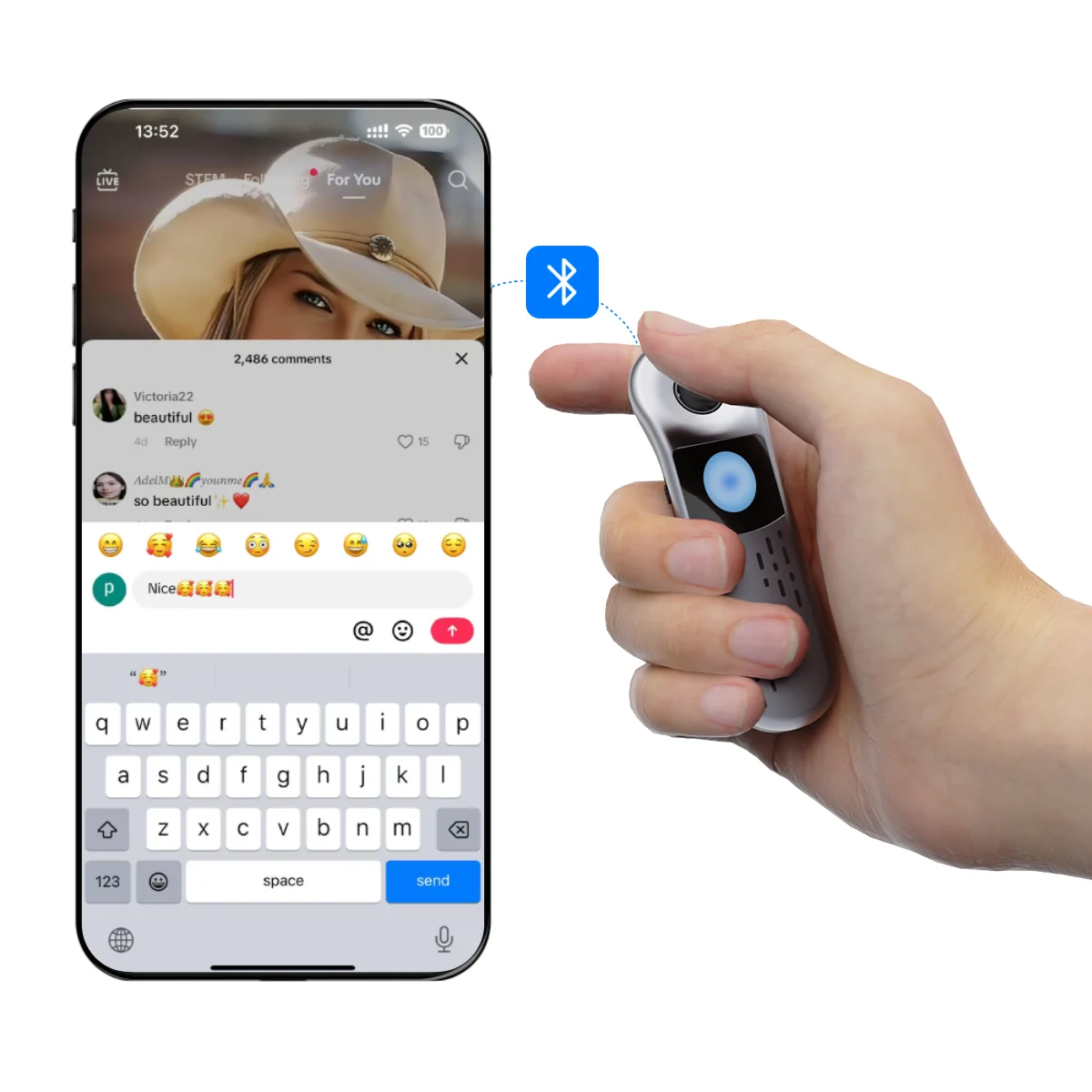 OEM Phone Tablet PC Remote Mouse with Laser Pointer Bluetooth Controller Wireless Clicker for TikTok Presentation Video
