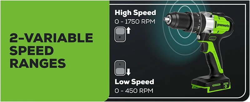 Perceuse à percussion sans fil greenworks avec batterie et chargeur_voghion.com