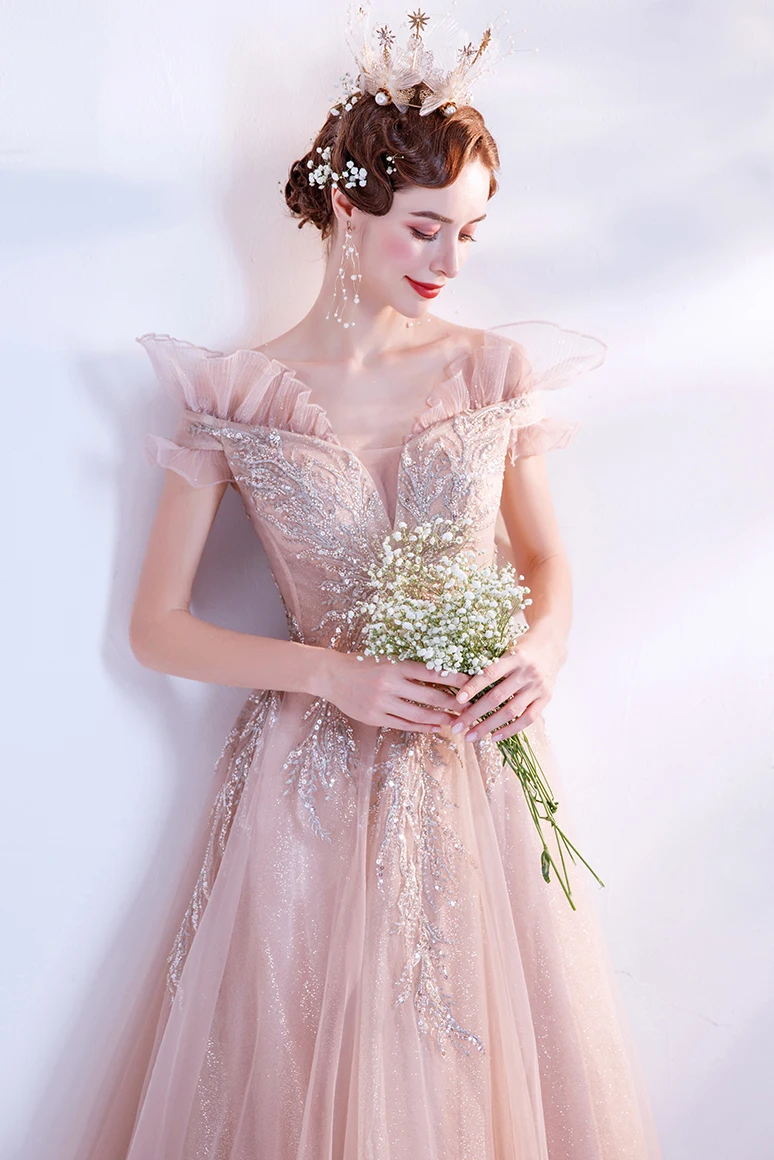 Fashion Special Occasion Dresses Lace Beading A-line Evening Dress Long  Fairy Dreamy Wedding Formal Party Gown