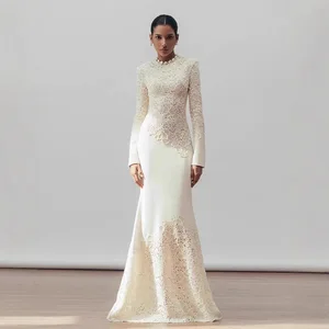 Bettergirl 2025 Fashion Vintage Clothing Elegant Hook Flower Fishtail Dress New Temperament Waist Banquet Dress Long Dress