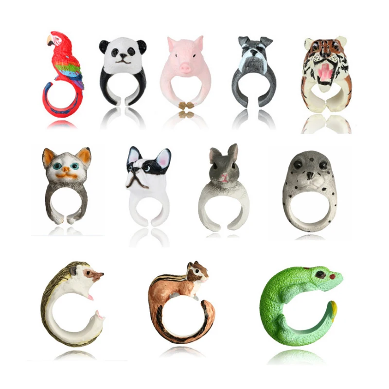 Monkey and Banana Rings, Resin Ring, Resin Animal Ring, Quirky Ring, Fruit Rings, Costume Jewellery, Gifts for Her, Children's Rings