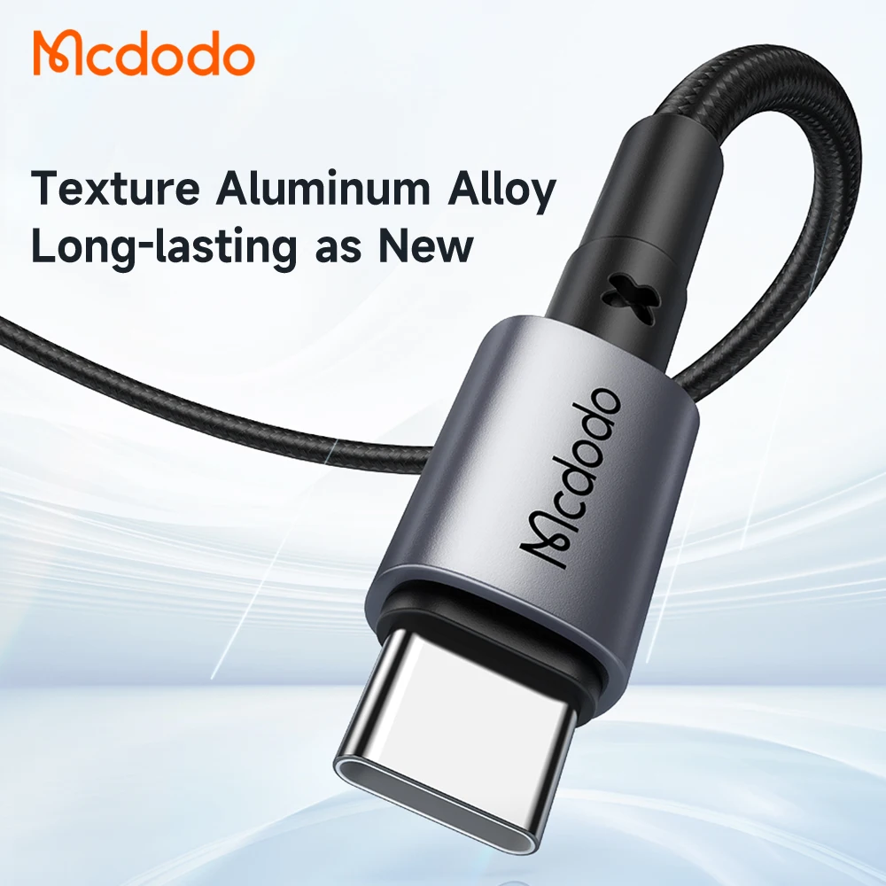 Mcdodo 1m/1.5m 3ft/5ft 65W PD USB C to Cable Gold Plated Metal Housing 60W Charging Nylon