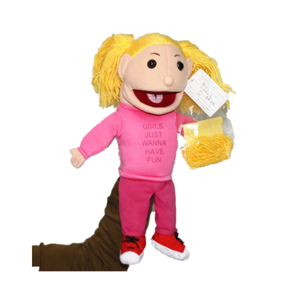 girl figure plush education game character soft hand puppet