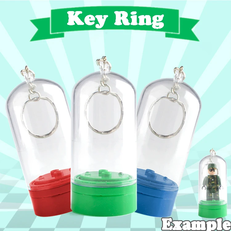 Key Chain Ring Mini Figure Display Box Figure Show Box Building Blocks Phone Pendant DIY MOC Bricks Toys for Gift