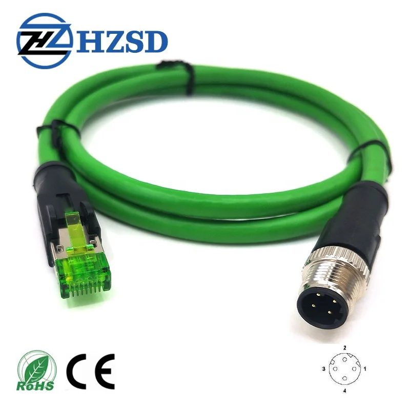 Lot De 2 Connecteurs M12 Mâles 4 Broches Codés D - Pour Ethernet Industriel, Profinet, EtherCAT, IP67, Câble CAT5E, 250V 4A - 7