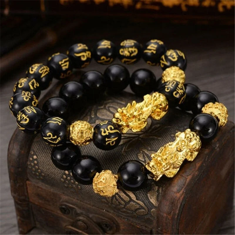Feng Shui Obsidian Stone Beads Bracelet 