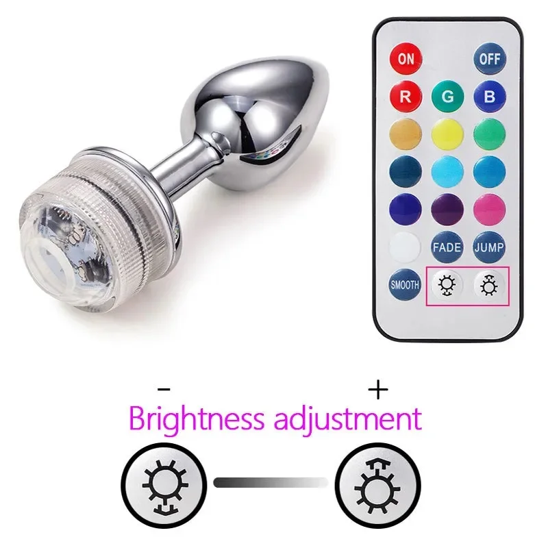 LED Flashing Light Up Anal Butt Plug - Remote Controlled Stainless Steel  Sex Toy for Couples, Waterproof and Customizable