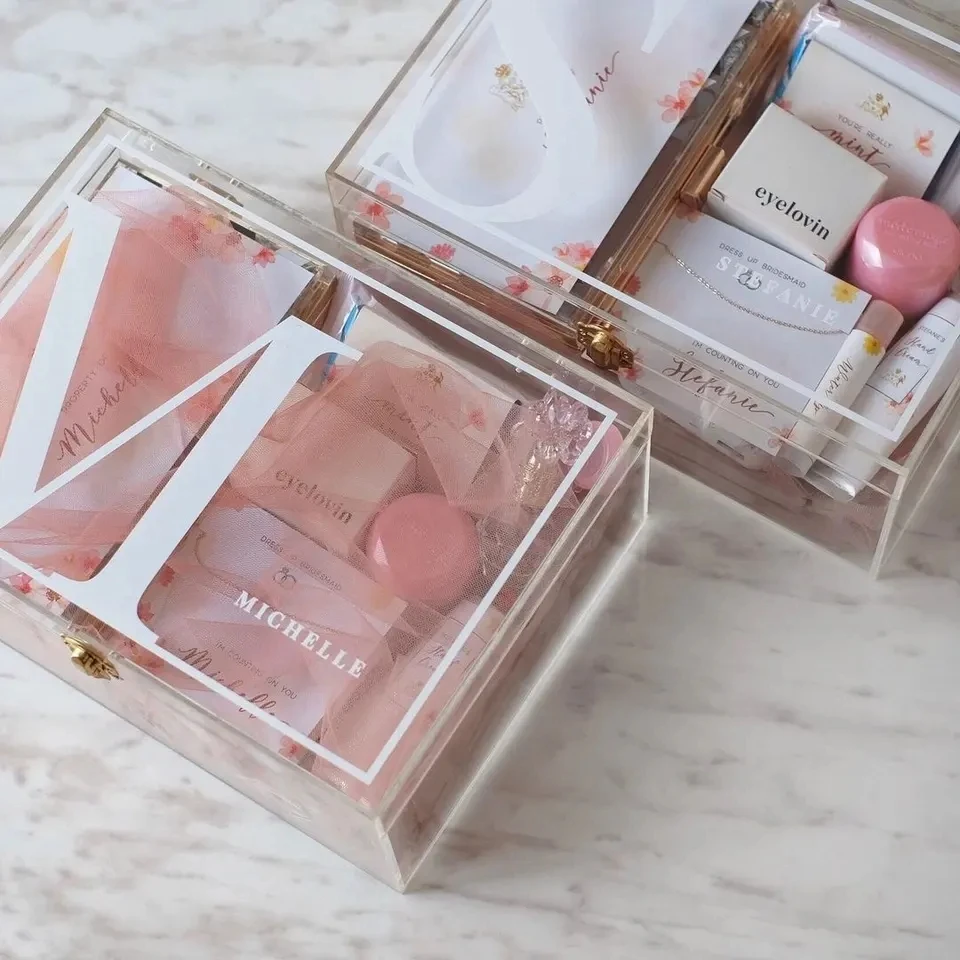 Personalized Large Clear Acrylic Keepsake Box Perspex Christening Gift