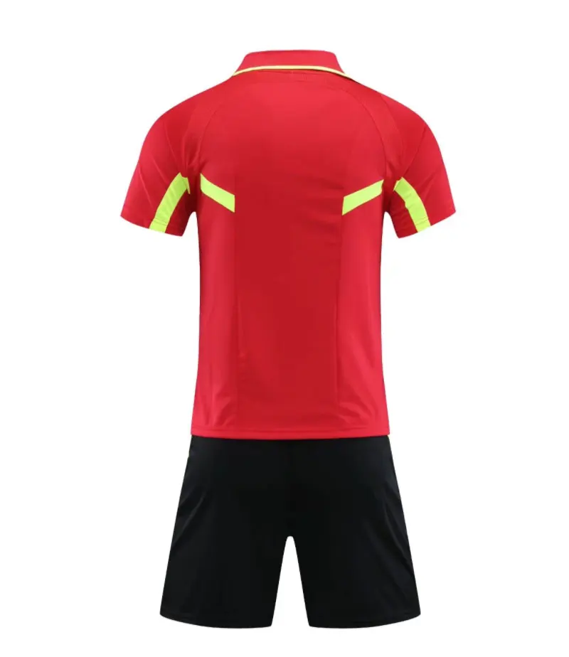 Men Referee Jersey Custom Wholesale Soccer Jersey Set Football Shirt Training Uniform Kit Card Pockets 100% Polyester Blank
