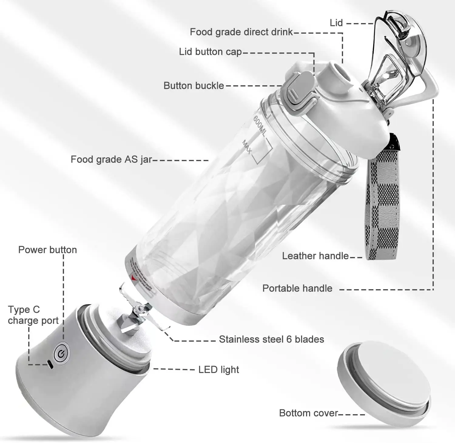 Licuadora personal portátil de 24OZ para batidos y batidos