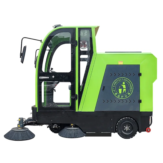 Electric Ride On Floor Sweeper Double Suction Motor 48V Battery Power  Cleaning Width 2000mm