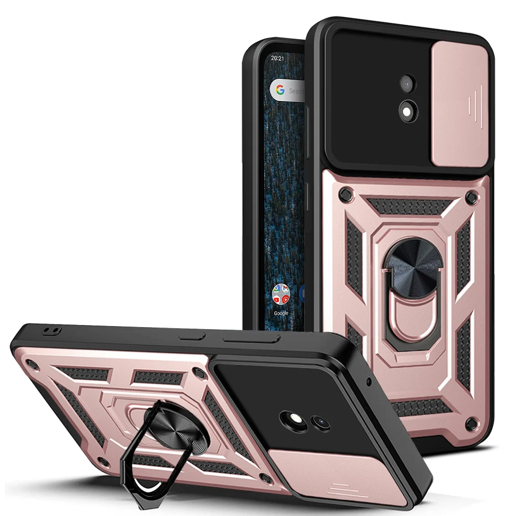 Metal Ring Slide Camera Protection Armor Magnetic Back Cover Case for Nokia C1 Plus