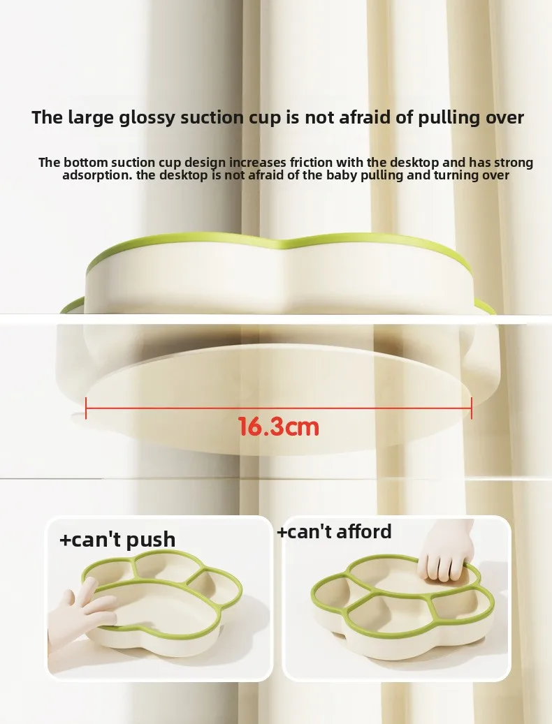 All-In-One Anti-Fall Silicone Divided Baby Dinner Plate with Suction Cup Newborn Applicable Children's Lunch Boxes details