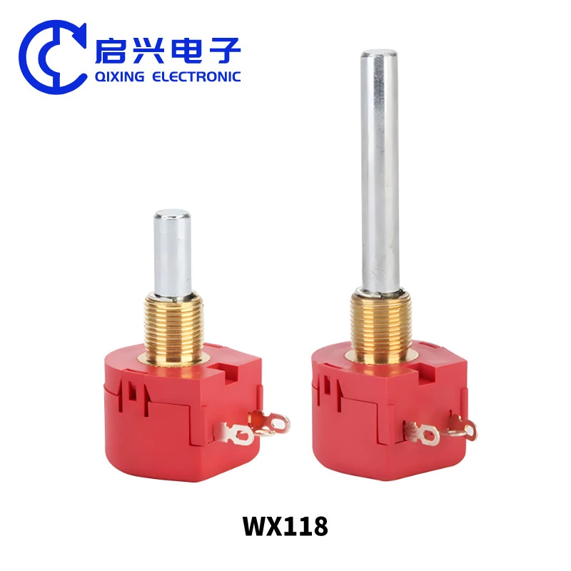 WX118 Red 23mm 49mm shaft linear 1k 2k 5k 10k 22k ohm 1w 5% Single Turn Wirewound Potentiometer