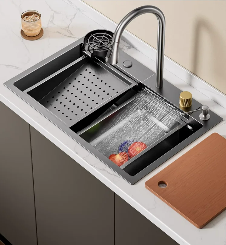 Modern 304 Stainless Steel Kitchen Sink Luxury Nano Design Intelligent ...